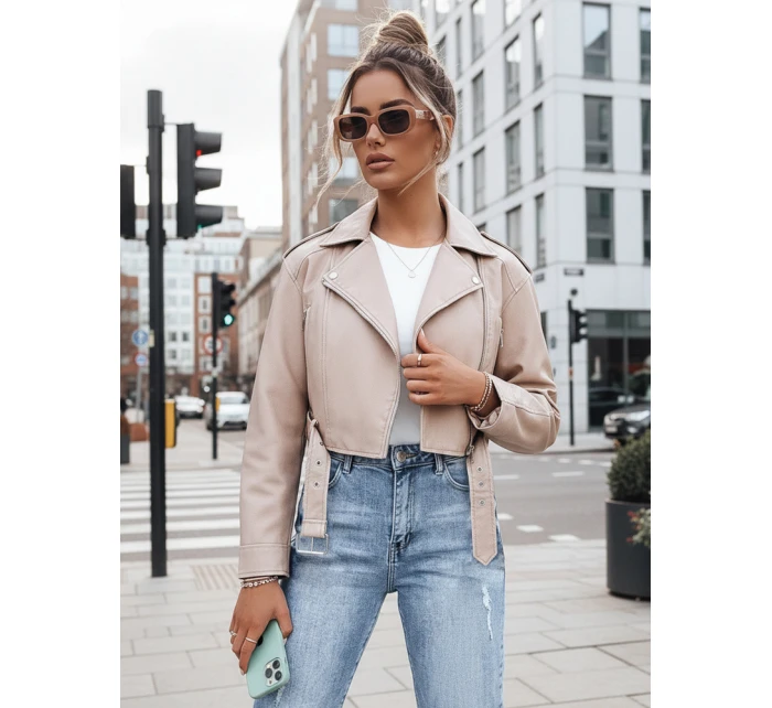 Dámská kožená bunda BADEN beige FashionStreet TY4336