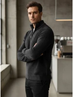 Pánský svetr s límečkem tmavě šedý FashionStreet WX2351