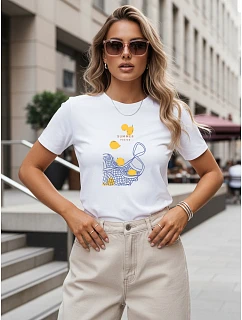 Klasické dámské tričko s potiskem citronů, bílé, FashionStreet NX8023RY