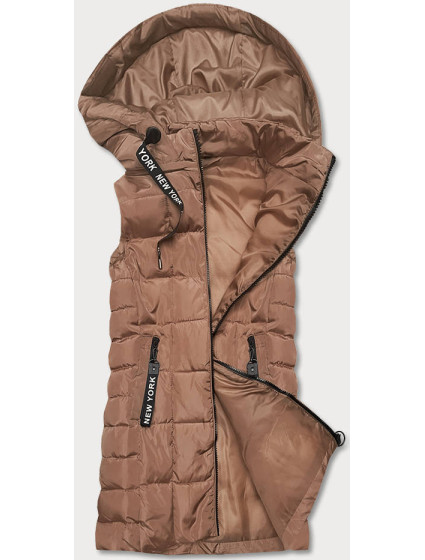 Dámská vesta v karamelové barvě s kapucí model 18022571 - S'WEST