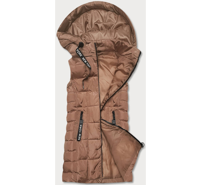 Dámská vesta v karamelové barvě s kapucí model 18022571 - S'WEST