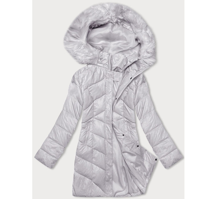 Dámská zimní bunda ve vřesové barvě s kapucí (H-898-103)