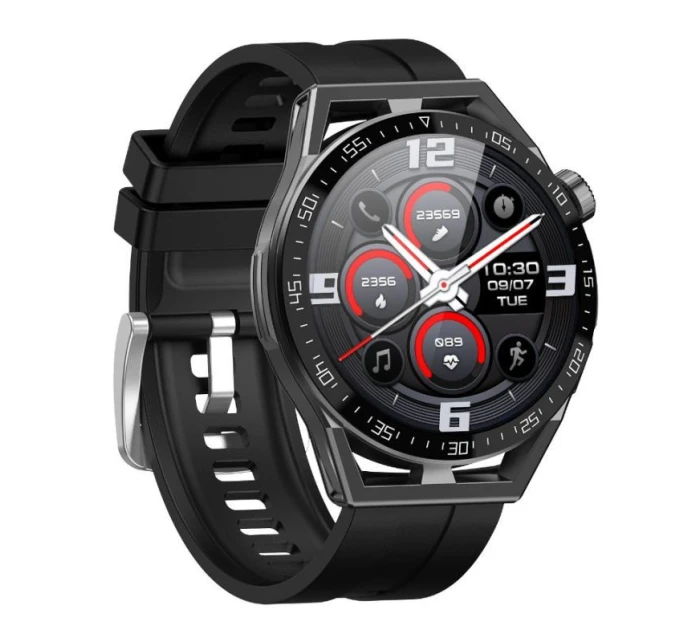 Rubicon RNCE88-1 Smartwatch Black- Černý silikonový řemínek + černý kožený řemínek Rubicon RNCE88-1 Smartwatch Black- Černý silikonový řemínek + černý kožený řemínek