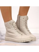 Rieker W RKR279C béžové zateplené boty na platformě