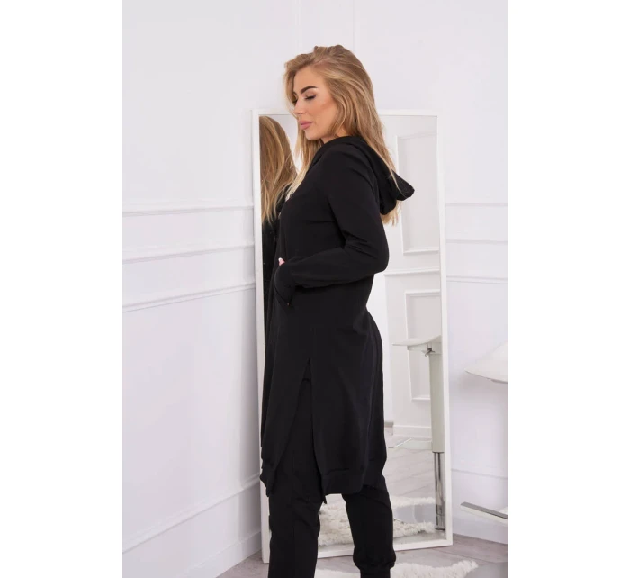 Souprava mikiny s delší stranou černá