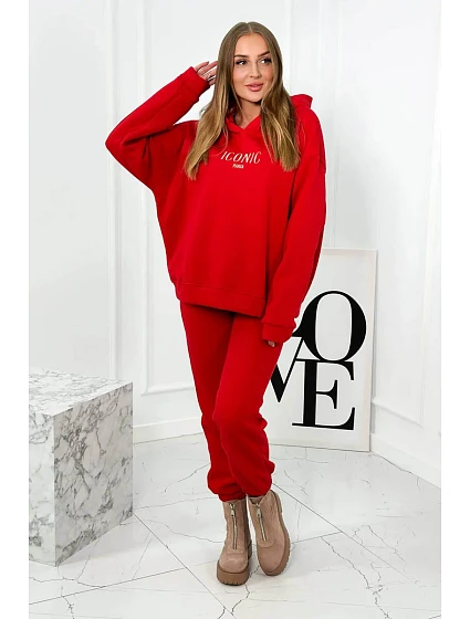 Izolovaná bavlněná souprava, mikina s model 18922077 + kalhotami červený - K-Fashion Izolovaná bavlněná souprava, mikina s model 18922077 + kalhotami červený - K-Fashion