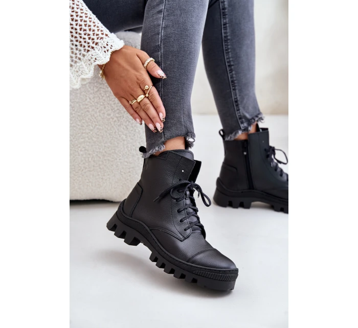 model 21670916 Dámské Botky Z Přírodní Kůže Černé - Zazoo