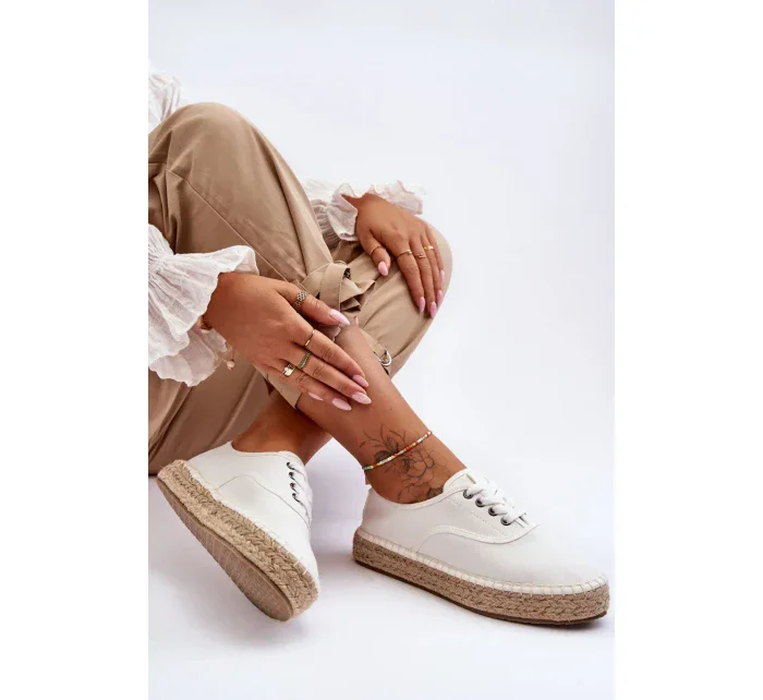 Šněrovací Espadryly Big Star Bílé Šněrovací Espadryly Big Star Bílé