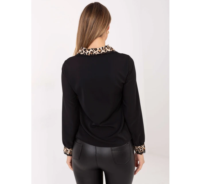 Dámská halenka KS 4225.35 černo-hnědá - FPrice Dámská halenka KS 4225.35 černo-hnědá - FPrice