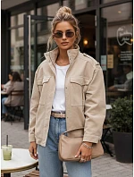 Dámská semišová bunda bomber model 22393406 béžová - FashionStreet Dámská semišová bunda bomber model 22393406 béžová - FashionStreet