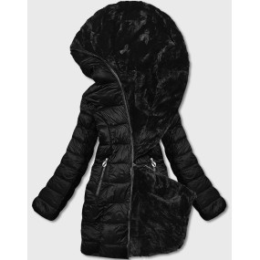 Černá oboustranná dámská bunda-kožíšek (B8053-1)