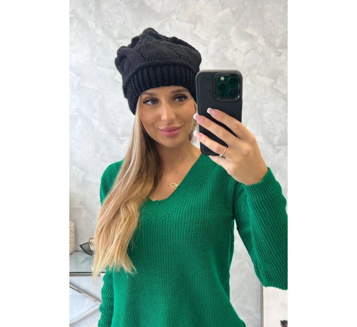 Dámská čepice černá model 18752317 - K-Fashion Dámská čepice černá model 18752317 - K-Fashion