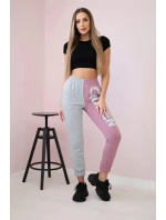 Dámské tepláky s nápisem QUEEN tmavě růžová