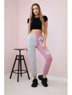 Dámské tepláky s nápisem QUEEN tmavě růžová