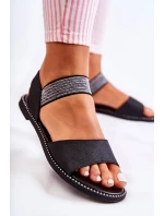 Klasický kožené sandály s cvočky Černá Shelly Klasický kožené sandály s cvočky Černá Shelly