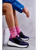 Dámská sportovní obuv na klínku GOE černé a Námořnická modrá Dámská sportovní obuv na klínku GOE černé a Námořnická modrá