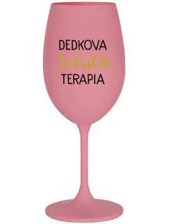 DEDKOVA TEKUTÁ TERAPIA - ružový pohár na víno 350 ml