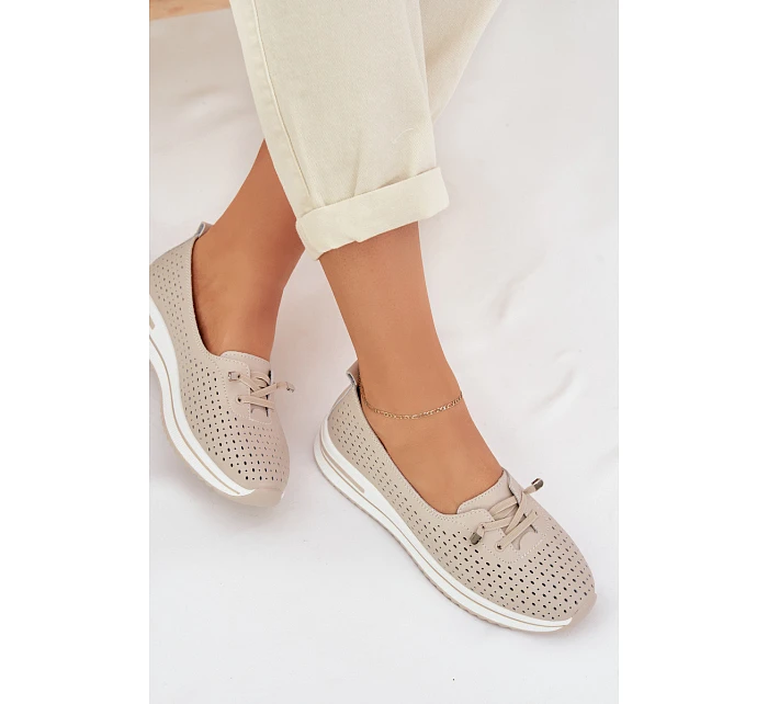 Kožené dámské polobotky LR61-7044 béžové - S.Barski