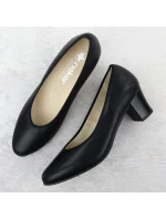 Dámské kožené lodičky na nízkém jehlovém podpatku černé Rieker 44650