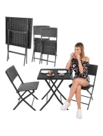 BALKONOVÝ NÁBYTEK SET STŮL 58X58X70CM A 2 ŽIDLE ČERNÁ