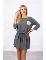 Flitrové šaty s kapsami v grafitové barvě