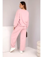 Dámský komplet máslová mikina + kalhoty tmavě pudrově růžová