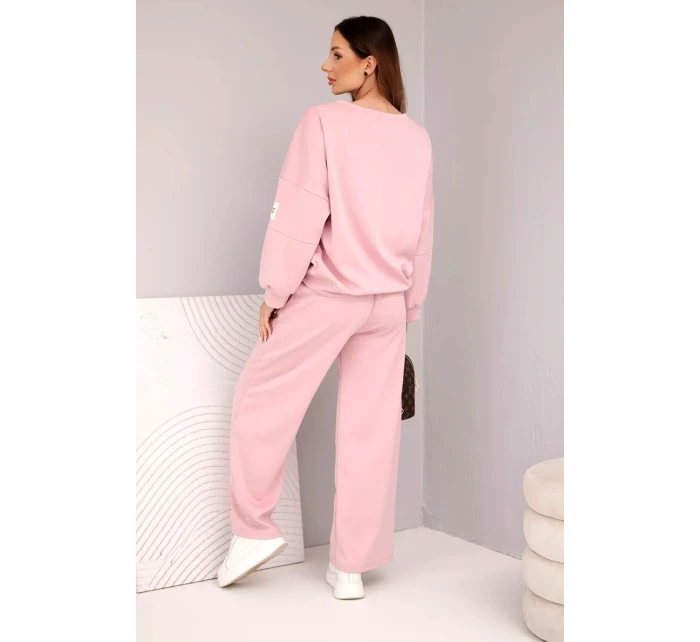 Dámský komplet máslová mikina + kalhoty tmavě pudrově růžová