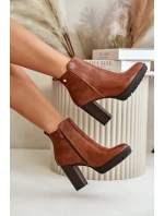 Dámské zimní botky na vysokém podpatku se zipem Camel model 21667348 - Boto Dámské zimní botky na vysokém podpatku se zipem Camel model 21667348 - Boto