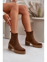 Dámské boty na podpatku z eko semiše zateplené tmavě hnědé Nevitas Dámské boty na podpatku z eko semiše zateplené tmavě hnědé Nevitas