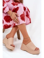 Ekokožené dámské sandály na platformě a klínu béžové Kisoffi Ekokožené dámské sandály na platformě a klínu béžové Kisoffi