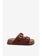 Dámské pantofle na korkové platformě se zlatými sponami model 21919300 - EVENTO