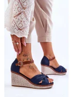 Dámské sandály na klínu námořnická modrá Daphne Dámské sandály na klínu námořnická modrá Daphne