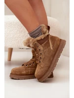 Dámské sněhule na platformě s kožešinkou Big Star – camel