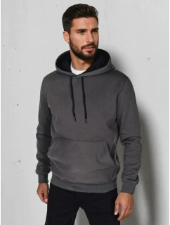 Pánská základní mikina s kapucí v grafitové barvě FashionStreet BX5861
