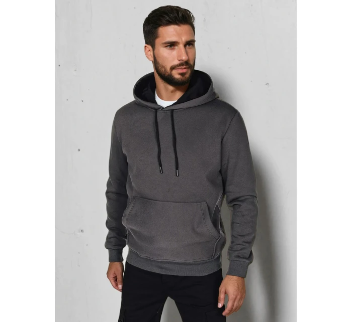 Pánská základní mikina s kapucí v grafitové barvě FashionStreet BX5861