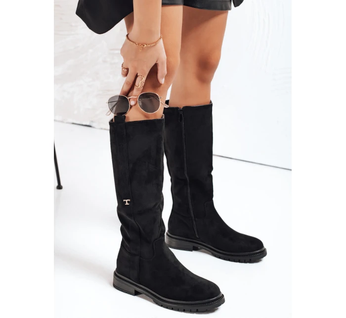 Dámské semišové černé kozačky model 21993173 - Dstreet Dámské semišové černé kozačky model 21993173 - Dstreet