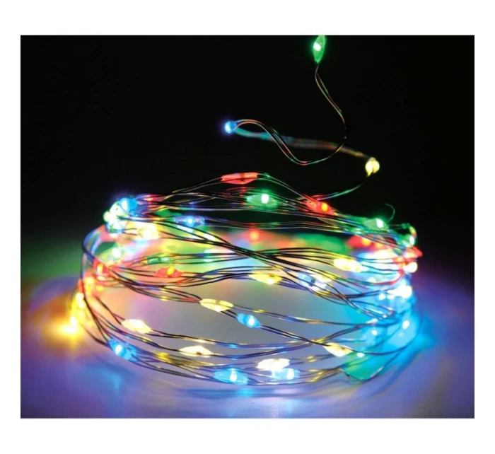 DRÁTĚNÁ SVĚTLA GIRLANDA NA BATERIE 40 VEDLA VÍCE BAREV