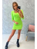 Šaty s knoflíkovým výstřihem zelené neonové Šaty s knoflíkovým výstřihem zelené neonové