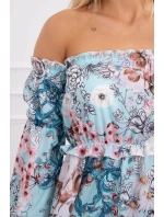 Španělské květinové šaty v mátové barvě Španělské květinové šaty v mátové barvě