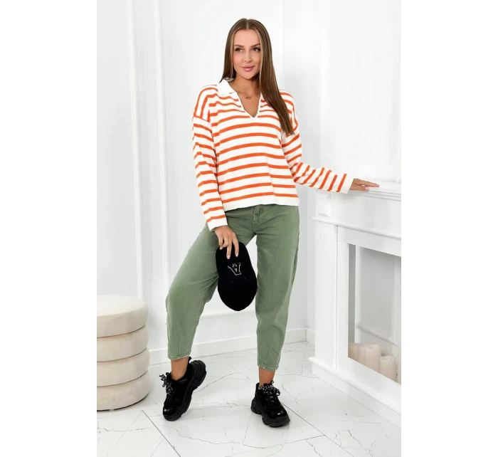 Pruhovaný svetr pomeranč