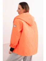 Dámská model 21791603 prošívaná bunda s kapucí a zipem oranžová - K-Fashion Dámská model 21791603 prošívaná bunda s kapucí a zipem oranžová - K-Fashion