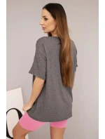 Dámská bavlněná souprava s tričkem a legínami s lampasem béžová