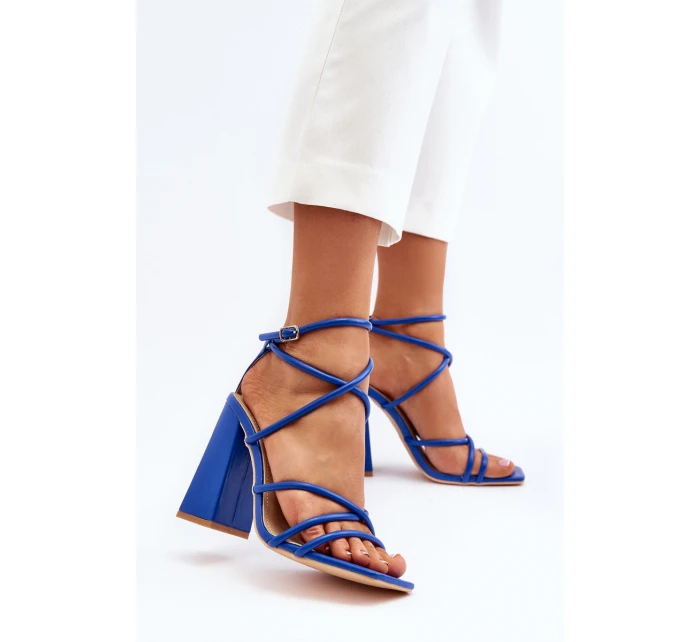 Moderní Sandály Na Podpatku Modré model 21650112 - Boto Moderní Sandály Na Podpatku Modré model 21650112 - Boto
