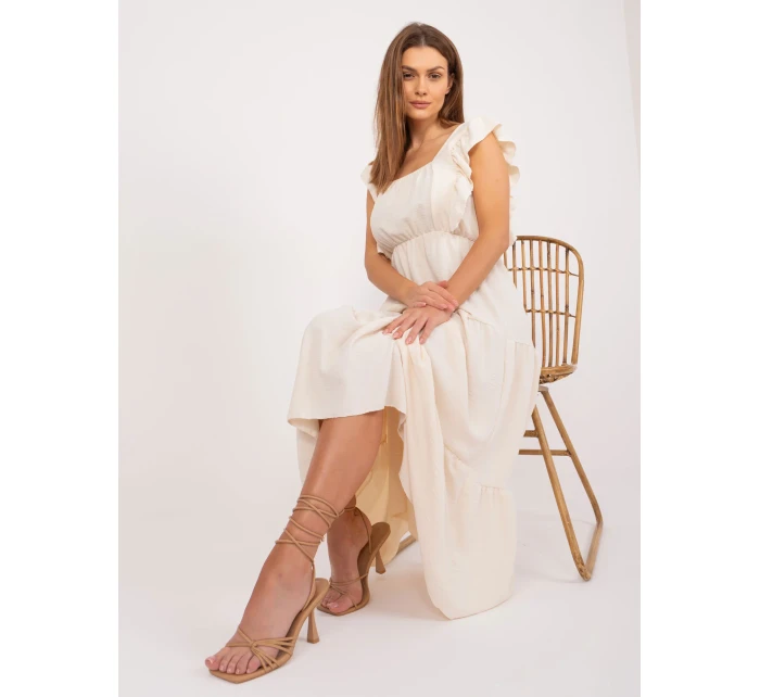 Sukienka DHJ SK model 19905062 jasny beżowy - FPrice Sukienka DHJ SK model 19905062 jasny beżowy - FPrice