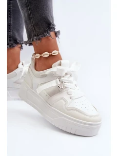 Dámské tenisky na platformě vyrobené z eko kůže, bílá moun