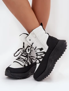 Dámské sněhule na zip Big Star – bílo/černé