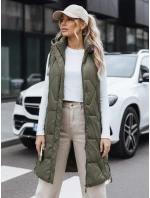 Dámská dlouhá prošívaná zelená vesta FashionStreet TY5264 Dámská dlouhá prošívaná zelená vesta FashionStreet TY5264