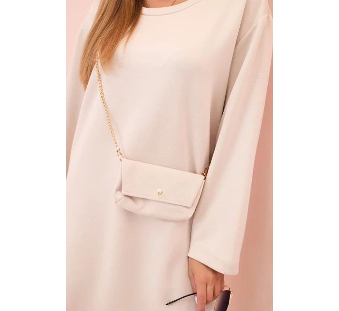 Dámská viskózová sukýnka Plus Size s model 21232409 na řetízku béžová - K-Fashion
