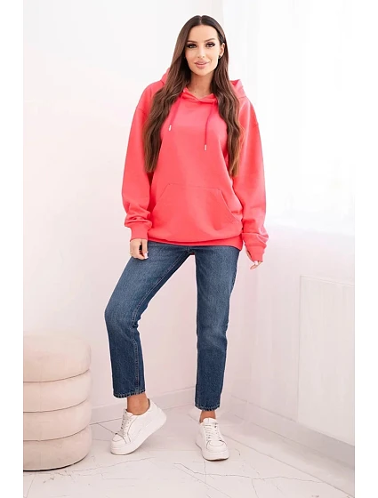 Dámská mikina s kapucí a model 21494957 z bavlny růžová - K-Fashion Dámská mikina s kapucí a model 21494957 z bavlny růžová - K-Fashion