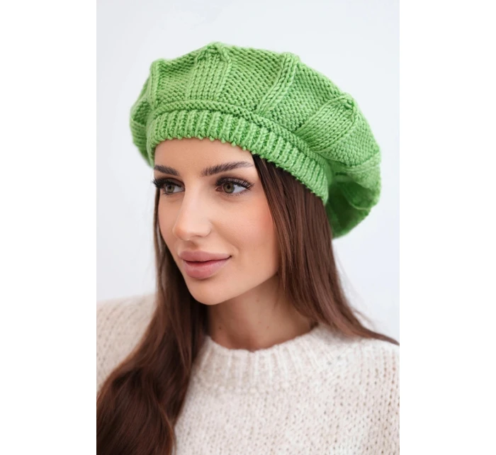 Dámská zimní vlněná čepice baret model 21896598 zelená - K-Fashion